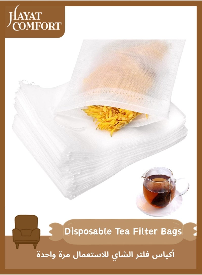 حياة كومفورت ١٠٠ كيس شاي للاستخدام مرة واحدة، أكياس شاي فارغة برباط، أكياس شاي سائبة، أكياس فلتر شاي سائبة، مصفاة للشاي السائب، توابل قهوة، أعشاب، بهارات حمام، حساء، طاجن (١٢×٨ سم) - Image 1